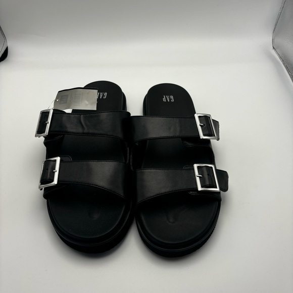 GAP Men Vegan Leather Double Strap Black Sandals Size 12 NWOT - Picture 1 of 3
